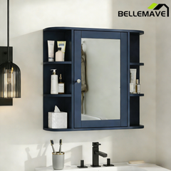 Bellemave® Bathroom Medicine Cabinet, Bathroom Mirror Cabinet Wall Mounted with 6 Adjustable Wood Shelves & Doors, Wall Cabinet with Mirror Bellemave®