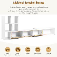 Bellemave® 74.8" Extendable TV Stand with 3 Tier Bookshelves and Storage Cabinets