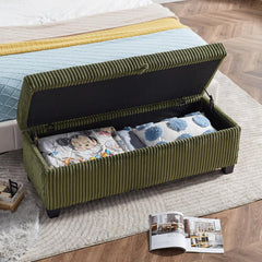 Bellemave® Fashion Corduroy Fabric Green Upholstered Large Storage Rectangular Bench