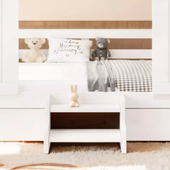 Bellemave® Farmhouse House Bed with Sliding Barn Door, Storage Drawers & Staircase, Wooden Kids House Bed Frame with Light