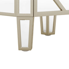 Bellemave® Elegant Mirrored 2-Drawer Side Table with Golden Lines