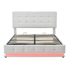 Bellemave® Queen Size Tufted Upholstered Platform Bed with Hydraulic Storage System,LED Lights and USB charger Bellemave®