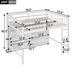 Bellemave® Loft Bed with 8 Open Storage Shelves and Built-in Ladder Bellemave®