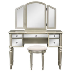 Bellemave® 43" Dressing Table Set with Mirrored Drawers and Stool, Tri-fold Mirror