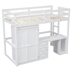 Bellemave® Loft Bed with Wardrobe, Desk and Storage Drawers