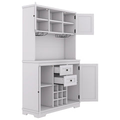 Bellemave® Farmhouse Wine Cabinet with Drawers shelves and cabinets, Buffet Cabinet Wine & Glass Racks