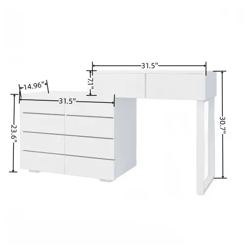 Bellemave® Extended Desktop 10 Drawers Chest of Drawer without Handle Bellemave®