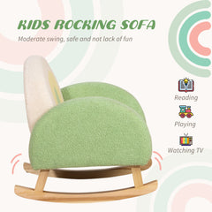 Rocking Toddler Sofa Chair with Solid Wooden Frame - Faux Lamb Fleece Fabric