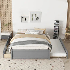 Bellemave® Full Size Platform Bed with Trundle and 2 Drawers