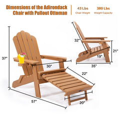 Bellemave® Oversized Folding Adirondack Chair with Pullout Ottoman with Cup Holder