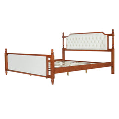 Bellemave® Upholstered Platform Bed with Button Tufted Headboard,Solid Wood Farmhouse Bed with Velvet Headboard and Footboard Bellemave®