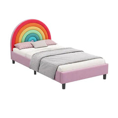 Bellemave® Twin Size Rainbow Design Upholstered Platform Bed Bellemave®