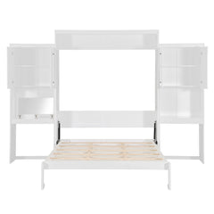 Bellemave® Queen Size Murphy Bed with Desk, Vanity and Cabinets