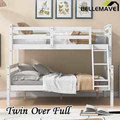 Bellemave® Twin over Full Bunk Bed with ladder, Safety Guardrail