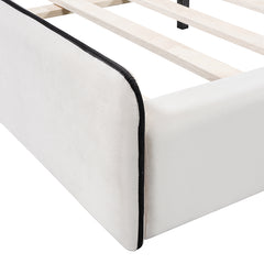 Bellemave® Queen Size Upholstered Platform Bed with Cloud-Shaped Headboard