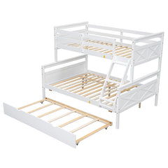 Bellemave® Twin over Full Bunk Bed with Ladder, Safety Guardrail and Twin Size Trundle