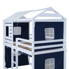 Bellemave® Wood House Bunk Bed with Tent Bellemave®