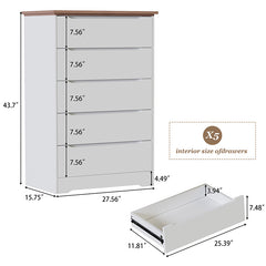 Bellemave® Modern 5 Drawers Dresser with Drawers Hidden handle Design