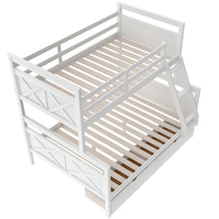 Bellemave® Twin over Full Bunk Bed with Ladder, Safety Guardrail and 2 Storage Drawers