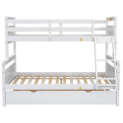 Bellemave® Twin over Full Bunk Bed with Ladder, Safety Guardrail and Twin Size Trundle