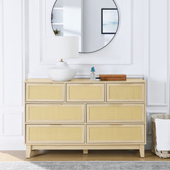 Bellemave® Modern Rattan Dresser with 7 Drawers