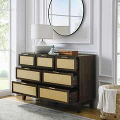 Bellemave® Modern Rattan Dresser with 7 Drawers