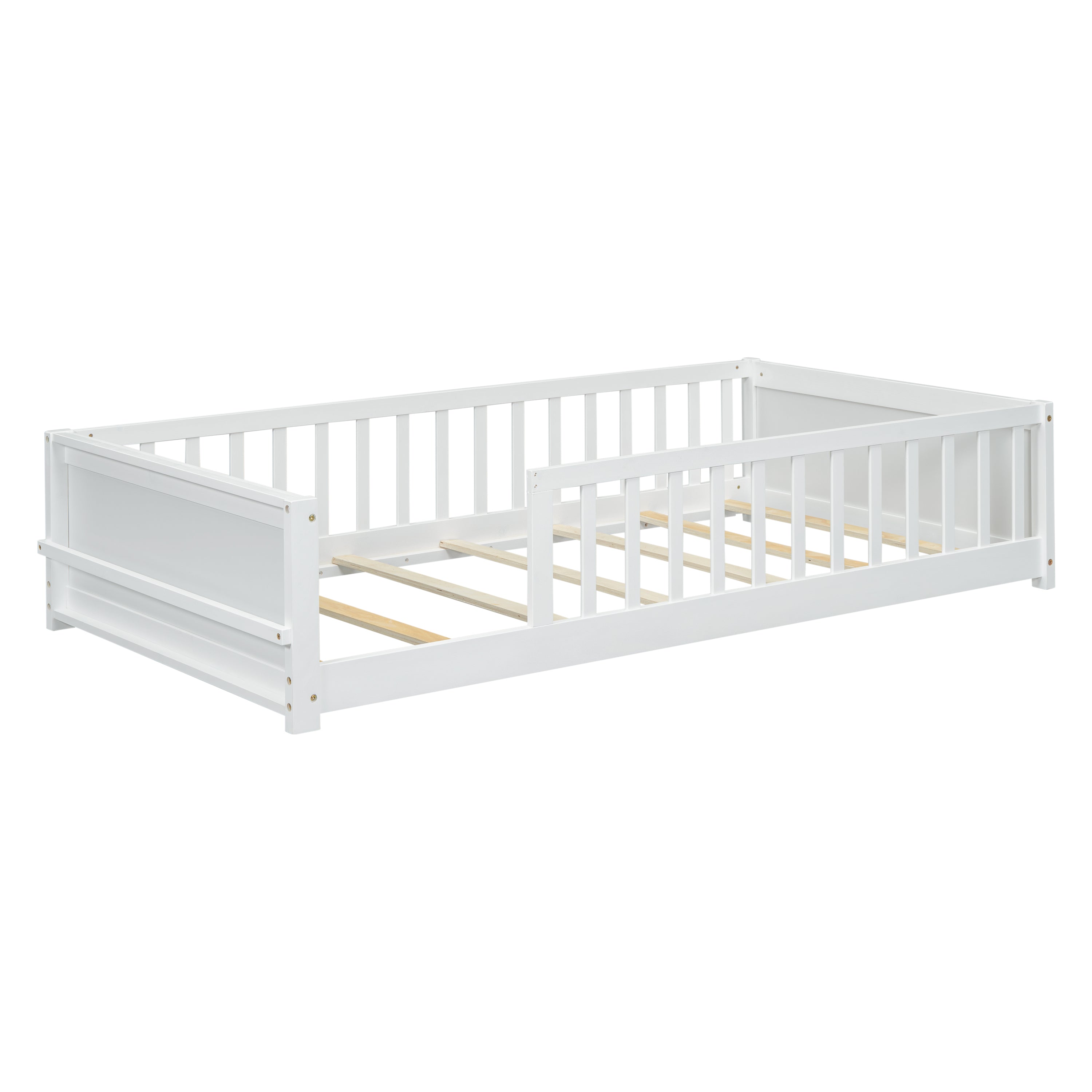 Bellemave® Twin Size Floor Bed with Built-in Book Storage Rack Bellemave®