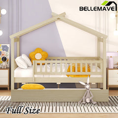 Bellemave® Wooden House Bed with Trundle Bed