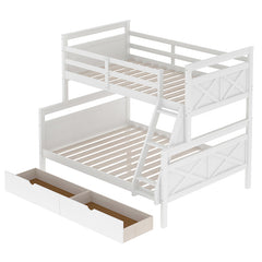 Bellemave® Twin over Full Bunk Bed with Ladder, Safety Guardrail and 2 Storage Drawers