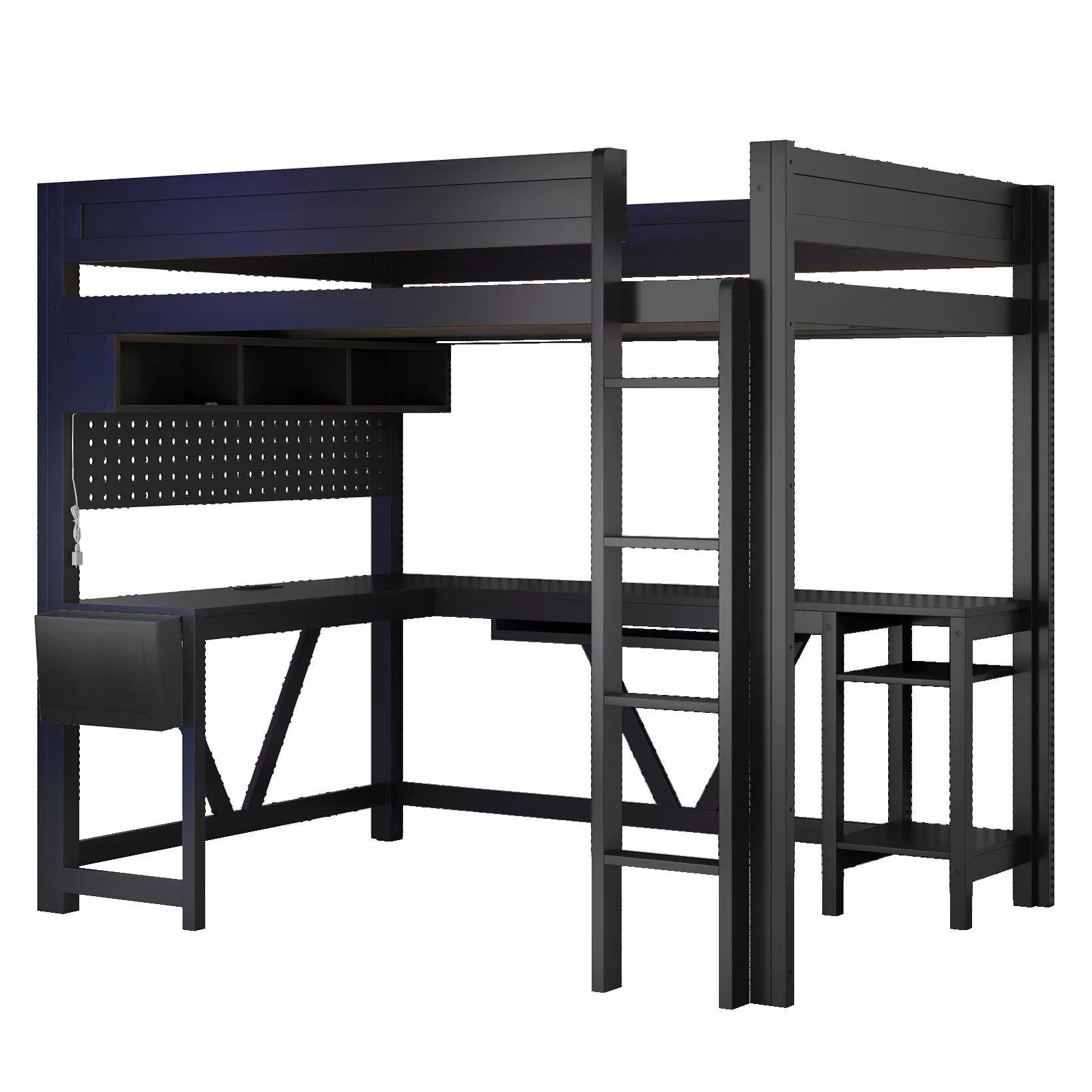 full size gaming loft bed for teen bedroom