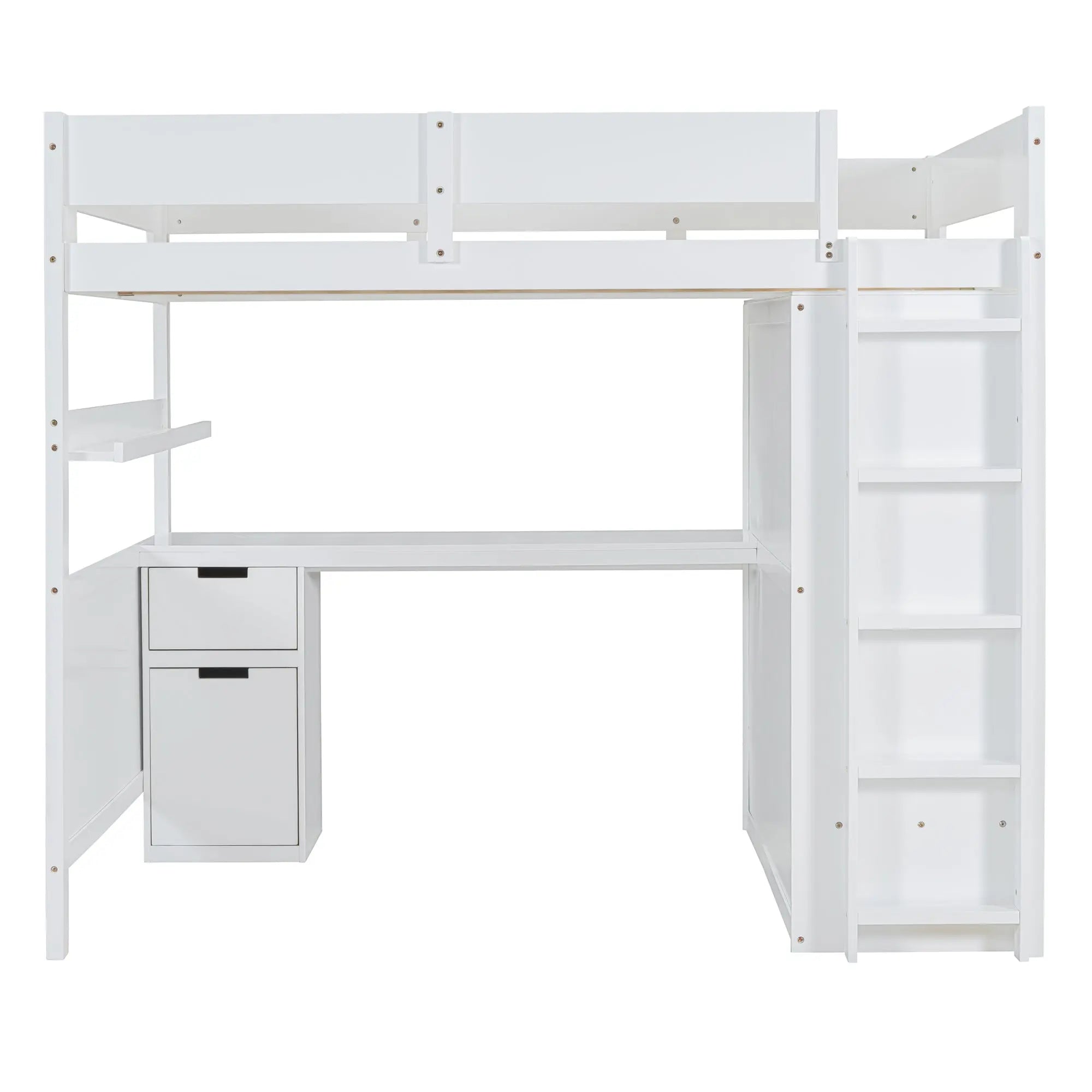 Bellemave® Full Size Wooden Loft Bed with Wardrobe, Desk, Drawers, Shelves Bellemave®