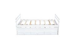 Bellemave® Twin Size Pine Wood Daybed with Trundle and Three Storage Drawers