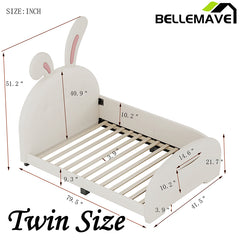 Bellemave® Twin Size Upholstered Rabbit-Shape Daybed with Headboard and Footboard