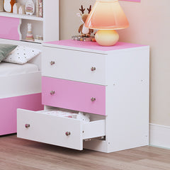 Bellemave® 3-Drawer Wooden Nightstand with Colorblock Design and Plastic Handle