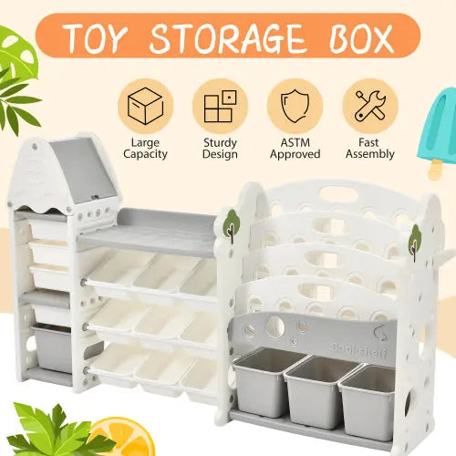 Bellemave Nursery Organizer Kids Furniture Set Toy Storage Cabinet Unit with HDPE Shelf and Bins Bellemave