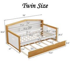 Bellemave® Wooden House Shape Bed with Trundle Bed and Bookcase Headboard