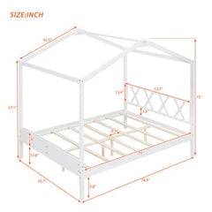 Bellemave® Wood House Bed with Storage Space