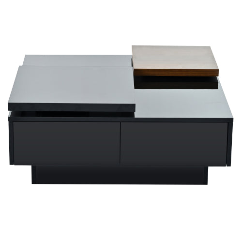 Bellemave® Movable Top Coffee Table with High Gloss finish, 4 Hidden Storage Drawers