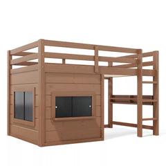 Bellemave® Twin Size Low Loft Bed with Storage Shelves for Kids,Kids Low Loft Bed Frame with Chalkboard and Bookshelf for Boys,Girls,Solid Wood,Gray Bellemave®