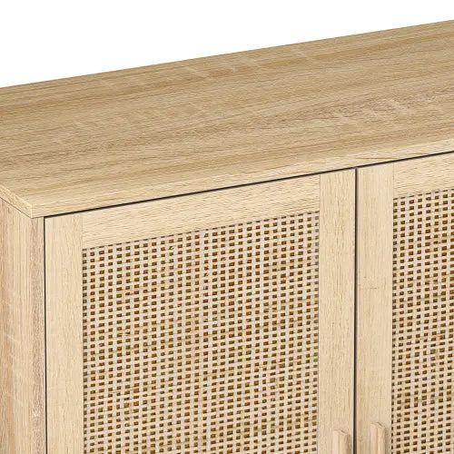 Bellemave 62.20"Elegant and Functional 4-Door Rattan Decorative Storage Cabinet Bellemave