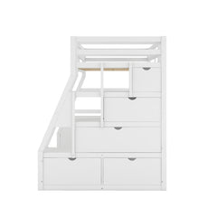 Bellemave® Loft Bed with 7 Drawers 2 Shelves and Desk