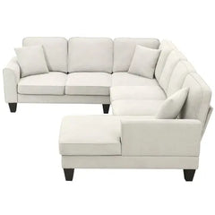 Bellemave 108" Modern U Shape Sectional Sofa, 7 Seat Fabric Sectional Sofa Set with 3 Pillows Included Bellemave