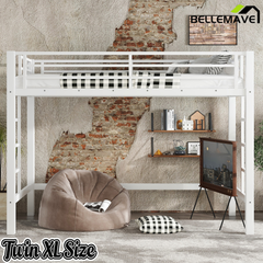 Bellemave® Loft Bed Full Size, Heavy Duty Loft Bed Frame with 2 Build in Ladder and Full Length Guardrail, Easy Assemble, Noise Free Design, No Box Spring Needed, Black Bellemave®