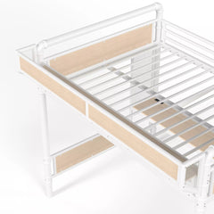 Bellemave® Full Size Loft Bed with Desk, LED Lights & Storage Stairs – Industrial Metal Frame with Built-in Wardrobe Bellemave®