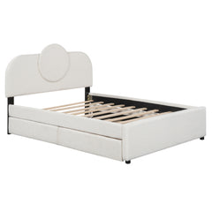 Bellemave® Upholstered Platform Bed with Multi-functional Headboard, Trundle Bed and 2 Drawers