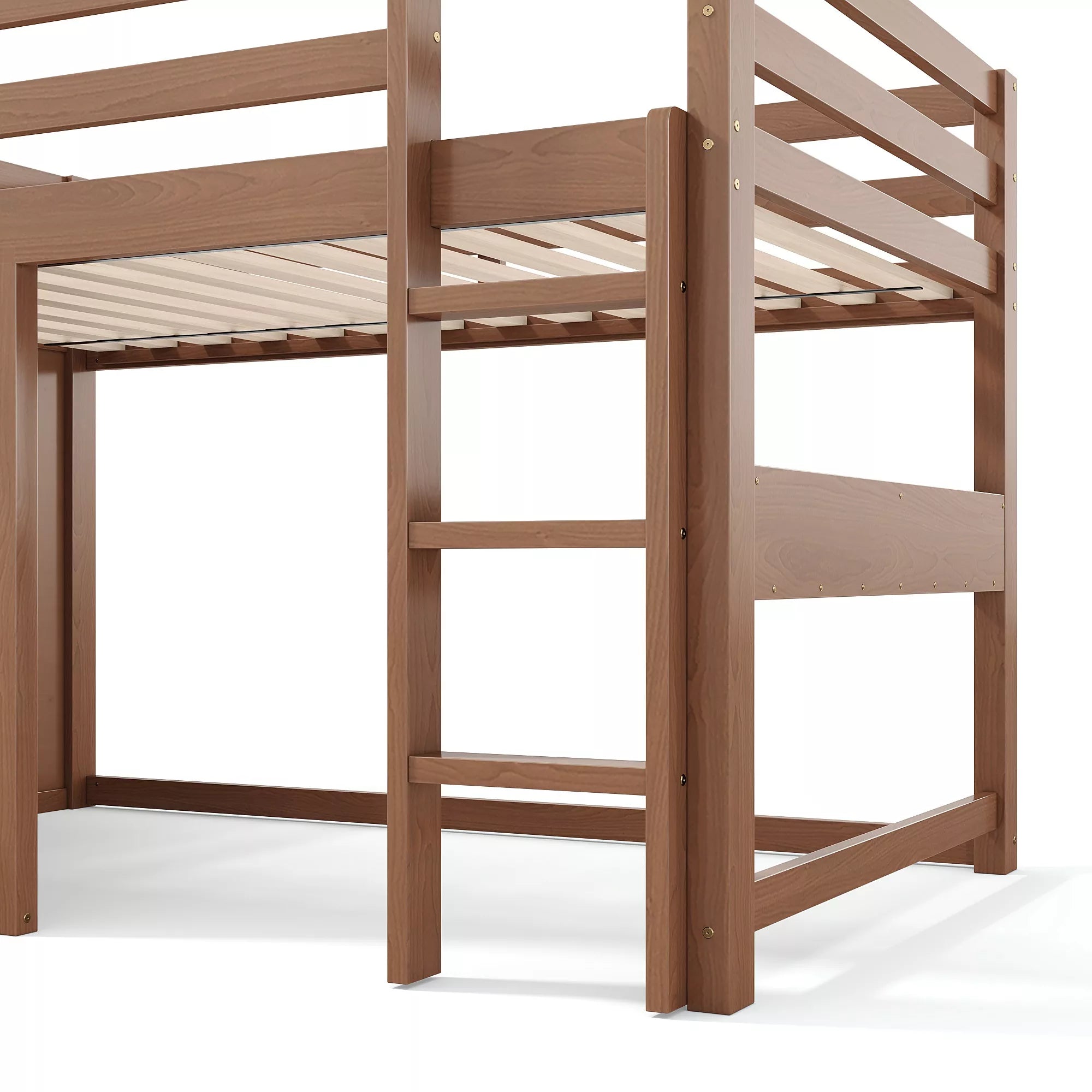 Bellemave® Twin Size Low Loft Bed with Storage Shelves for Kids,Kids Low Loft Bed Frame with Chalkboard and Bookshelf for Boys,Girls,Solid Wood,Gray Bellemave®