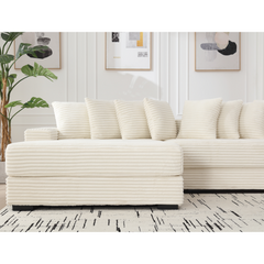 Bellemave® 111" Oversized Two-Piece L Shaped Corduroy Sofa with Armrests and 8 Throw Pillows