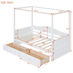 Bellemave® Twin Size Canopy Daybed with 2 Drawers