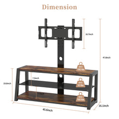 Bellemave® Black Tempered Glass Height Adjustable Universal Swivel Entertainment Center with Mount TV Stand