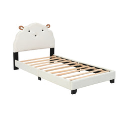 Bellemave® Twin Size Platform Bed with Sheep Design Headboard